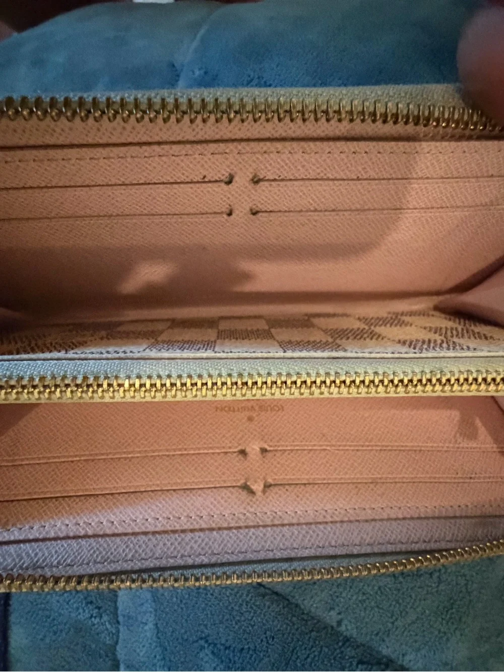 Authentic Louis Vuitton Damier Azur Zippy Wallet Rose Ballerine